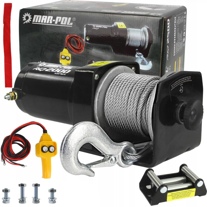 Verricello elettrico 12V da 907kg 2000lb paranco 970W telecomando argano auto